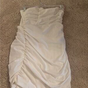 Blue Blush White Strapless Dress